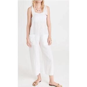 9Seed California Womens 100% Linen Overalls M/L White A001699